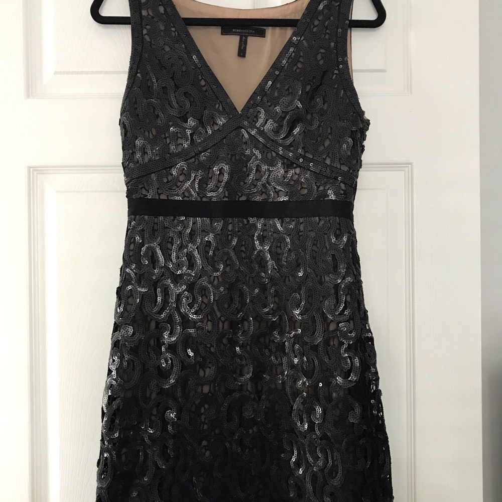 BCBG Maxazria Black Sequin Lace Dress